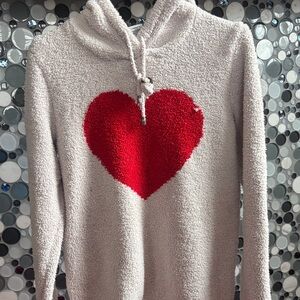 cupcakes & cashmere Red Heart Cream Hoodie
